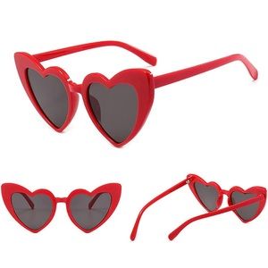 Red Heart Shaped Sunglasses Valentines Day Galentines Day